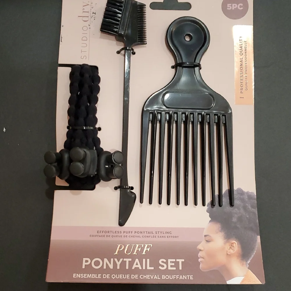5piece afropuff coiled hair effortless professional quality ponytail styling set